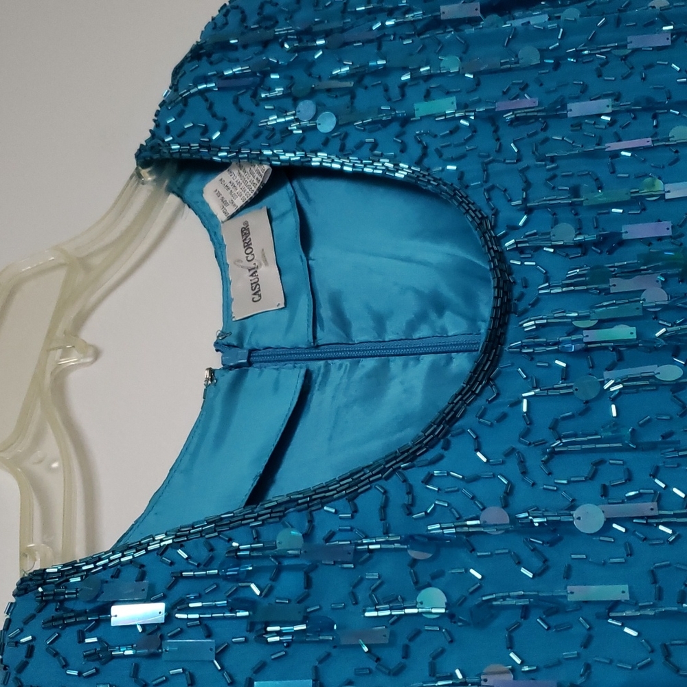 Vintage silk and beaded/sequined mini‎ dress - Picture 3 of 14